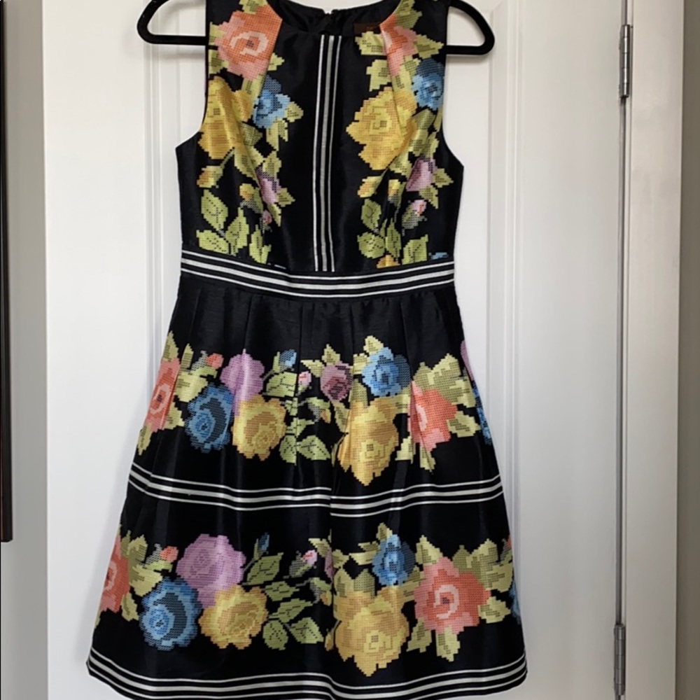 Anthropologie Payal Pratap Black & White Floral Party Dress